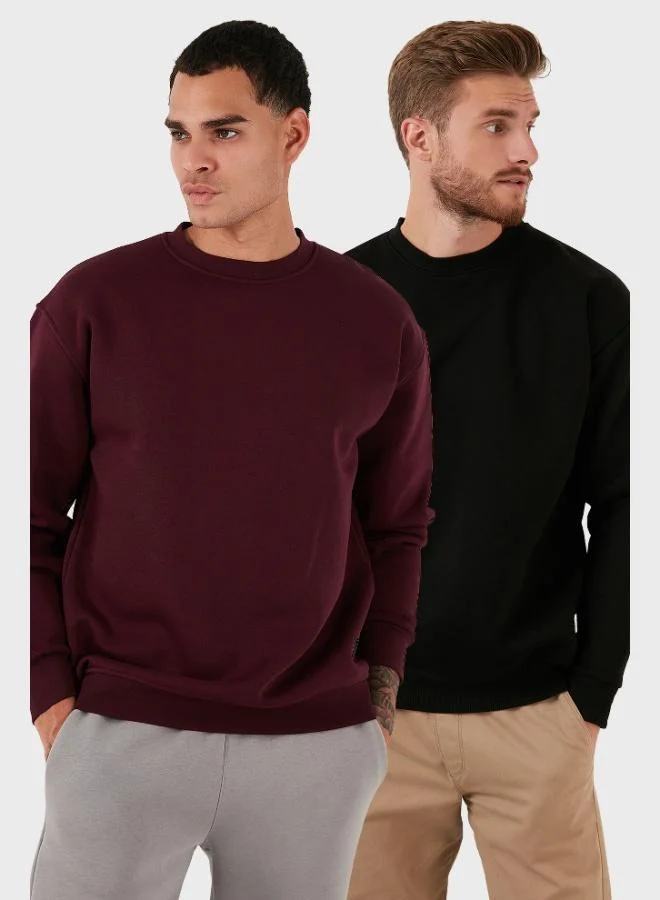 بوراتي بلوزة رجالية قطعتين بياقة دائرية مبطنة بالصوف من بوراتي