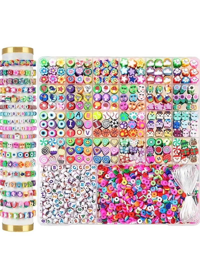 Beads for Bracelets Kit 2300pcs Craft Kit Seed Beads Multi Color DIY Mixed Shapes Acrylic Beads With Box For Kids Bracelets Cute Fun Charms Beads for Bracelet Jewelry Making DIY Arts Crafts Birthday Gifts Toys for Kids Girls Age 6-13 - Image 1