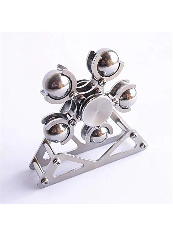 Arabest Ferris Wheel Fidget Spinner, Kinetic Desk Toys Spin with Stand, Metal Stainless Steel Smooth Bearing, High Speed Colorful Marble Rainbow, Premium Gift Figit Toy for Adults Kids - 10 Balls - Image 3