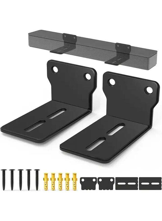 2pcs Black Wall Mounted TV Audio Speaker Brackets Home Decor - Image 4