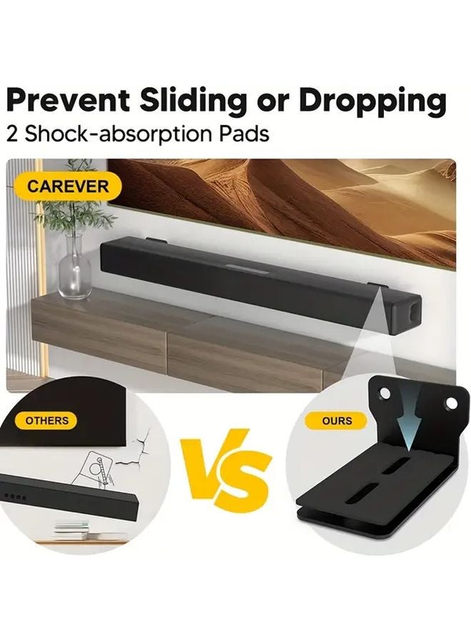 2pcs Black Wall Mounted TV Audio Speaker Brackets Home Decor - Image 5