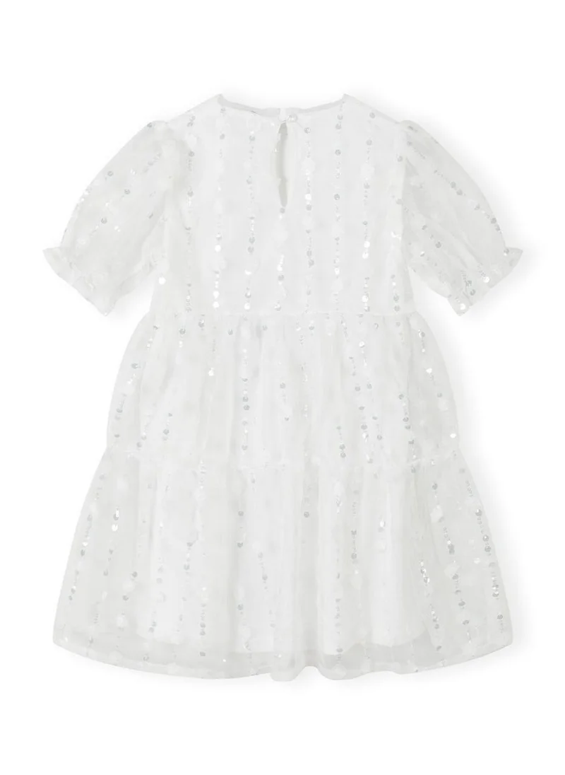 مينوتي Teens Short Sleeve Flower Detail Sequin Dress