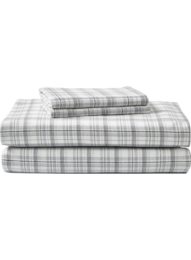 Eddie Bauer Beacon Hill Gry Tw Sheet Set Flannel Web - Image 1