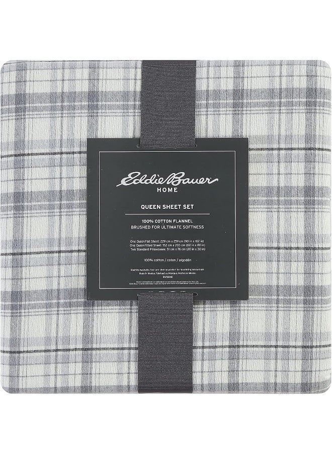 Eddie Bauer Beacon Hill Gry Tw Sheet Set Flannel Web - Image 2