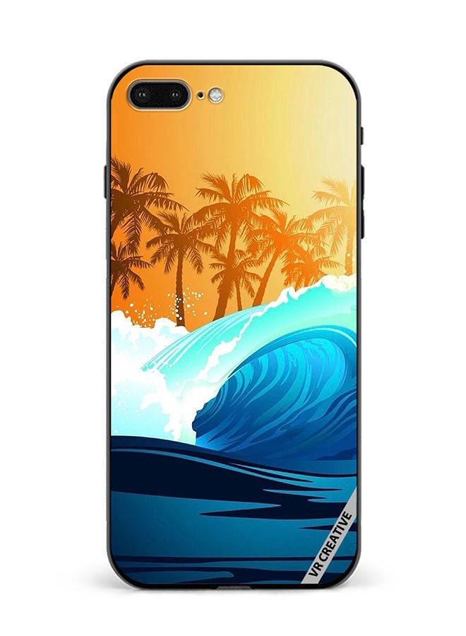 VR CREATIVE Protective Case Cover For Apple iPhone 7 Plus/8 Plus Tropical Surfing Wave At Sunrise With Palm Tree Design Multicolour - Image 1