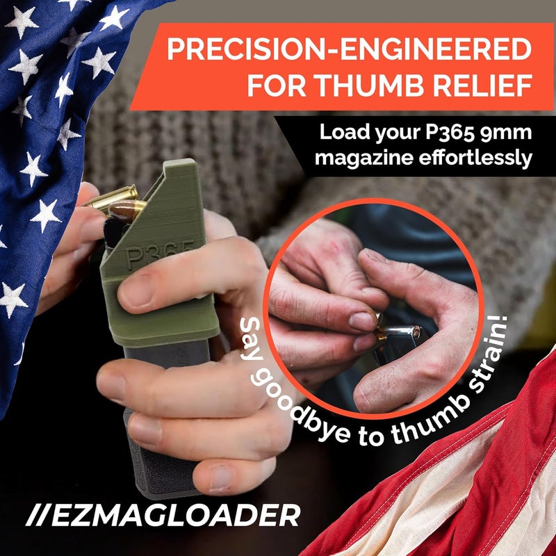 EZMAGLOADER Magazine Loader for The SIG Sauer P365 9mm - Easy Pain-Free Loading - Comfortable Grip - Speed Loader Accessories - Large Flanges for Thumb Relief - Image 3