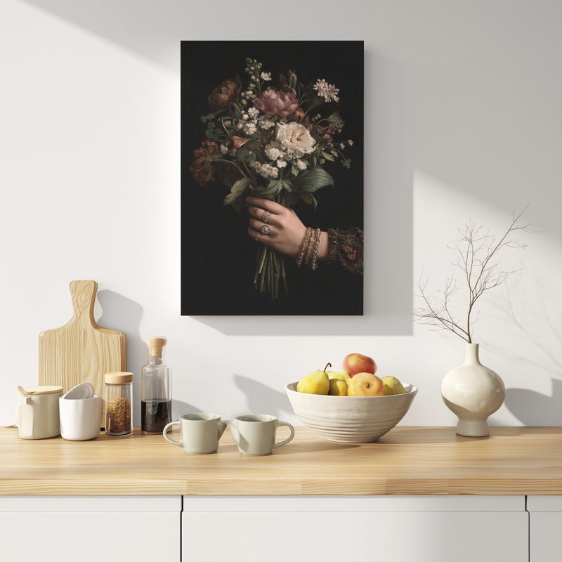 TNESSENTIAL Baroque Floral Still Life Wall Art Poster or Canvas Print, Moody Chiaroscuro Bouquet Vintage Art, Dark Academia Peony Flowers Print Gift - Image 4