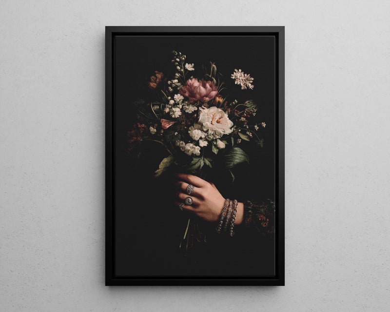 TNESSENTIAL Baroque Floral Still Life Wall Art Poster or Canvas Print, Moody Chiaroscuro Bouquet Vintage Art, Dark Academia Peony Flowers Print Gift - Image 5