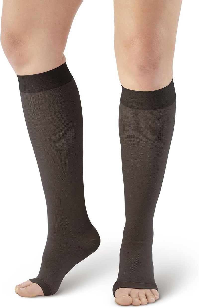 Ames Walker AW Style 201 Medical Support Open Toe 2030 mmHg Firm Compression Knee High Stockings Beige Small Short - Image 1