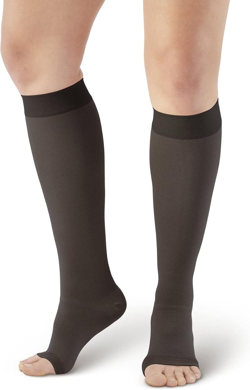 Ames Walker AW Style 201 Medical Support Open Toe 2030 mmHg Firm Compression Knee High Stockings Beige Small Short - Image 5