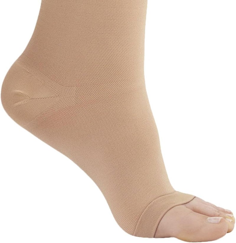 Ames Walker AW Style 201 Medical Support Open Toe 2030 mmHg Firm Compression Knee High Stockings Beige Small Short - Image 3