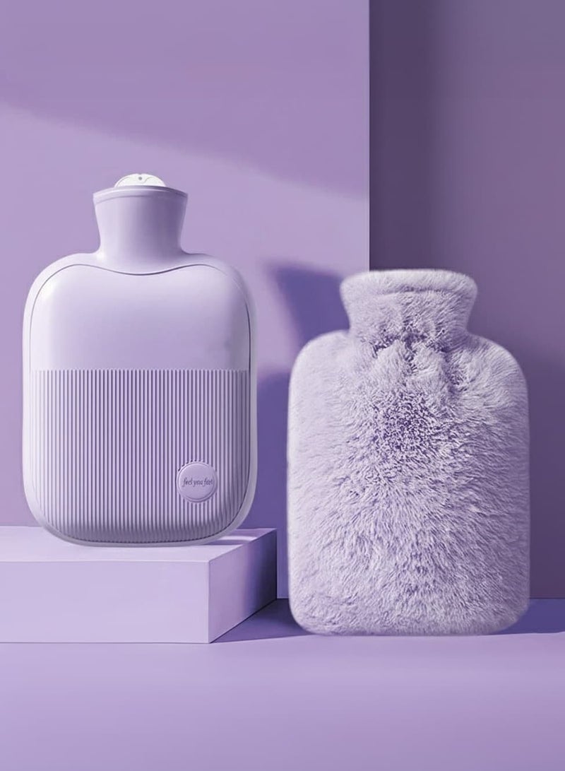 Aideli 1000ml Hot Water Bottle with Soft Plush Cover, Reusable Rubber Warm Bag for Period Cramps, Neck, Back and Winter Comfort - Image 1