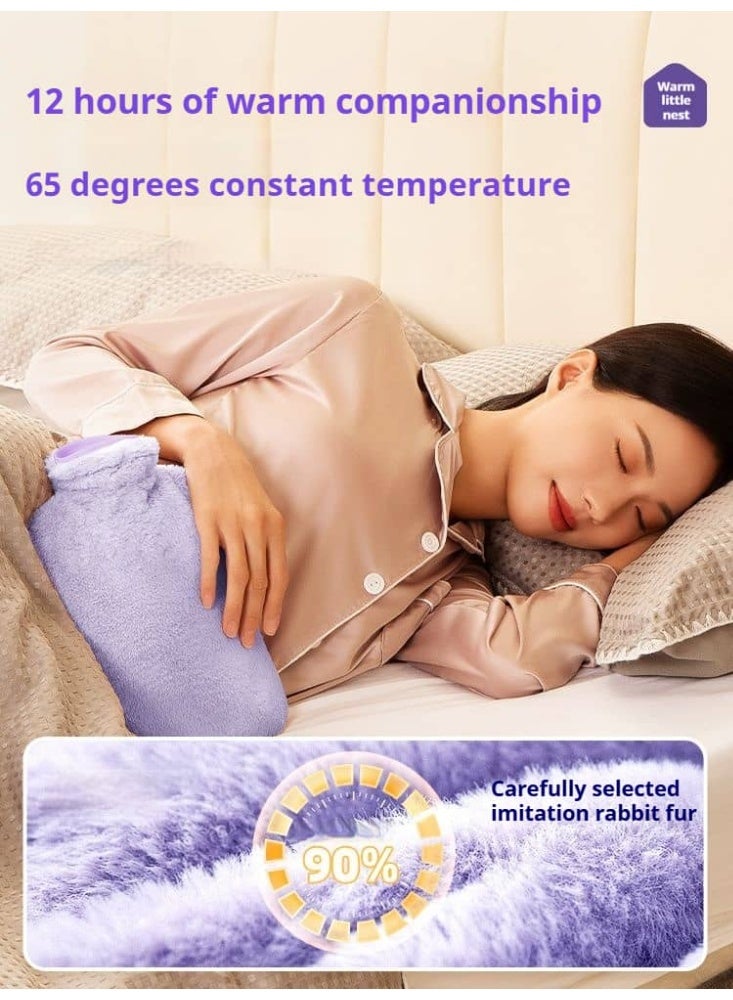 Aideli 1000ml Hot Water Bottle with Soft Plush Cover, Reusable Rubber Warm Bag for Period Cramps, Neck, Back and Winter Comfort - Image 3