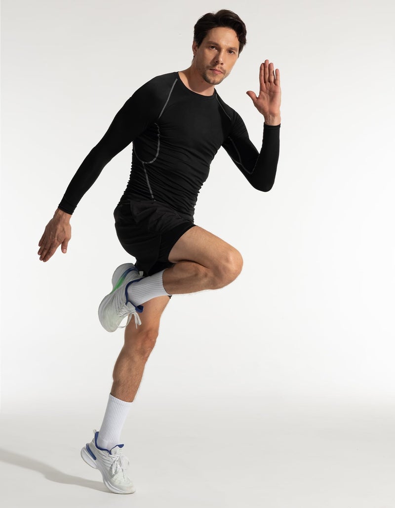 CLOSEMATE Mens Moisture-Wicking Athletic Cushioned Crew Socks 6 Pairs Cotton Comfy Running Training Sports(6 White, Size L) - Image 2