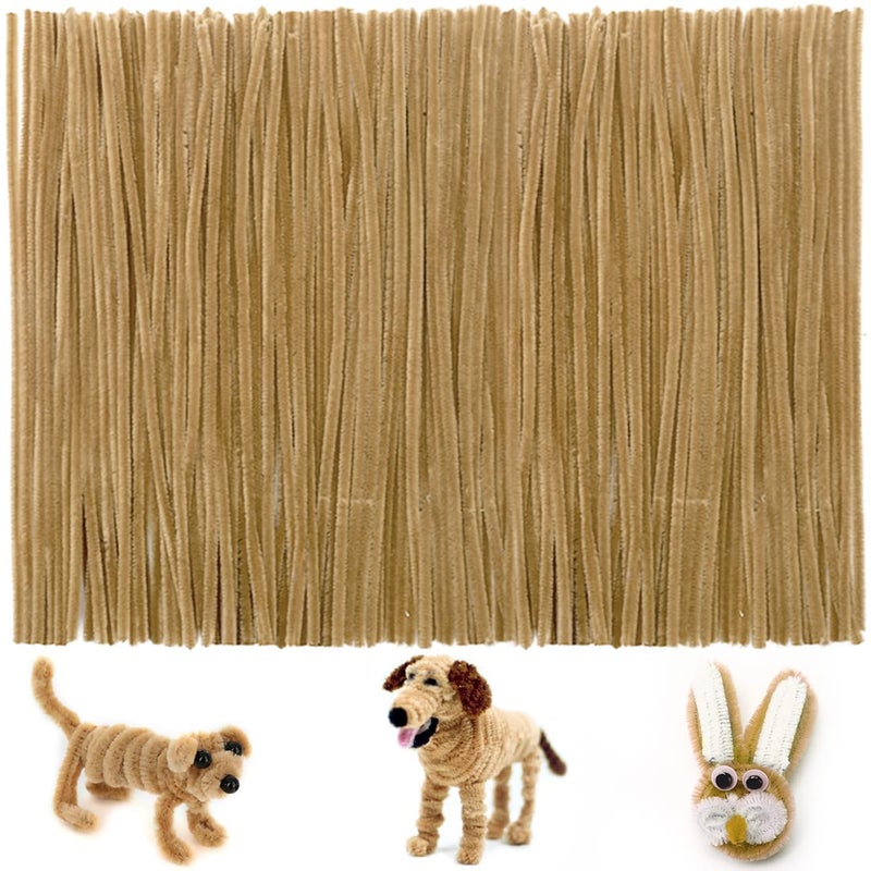 IOOLEEM Iooleem 200pcs Light Brown Pipe Cleaners, Chenille Stems, Pipe Cleaners for Crafts, Pipe Cleaner Crafts, Art and Craft Supplies.  - Image 1