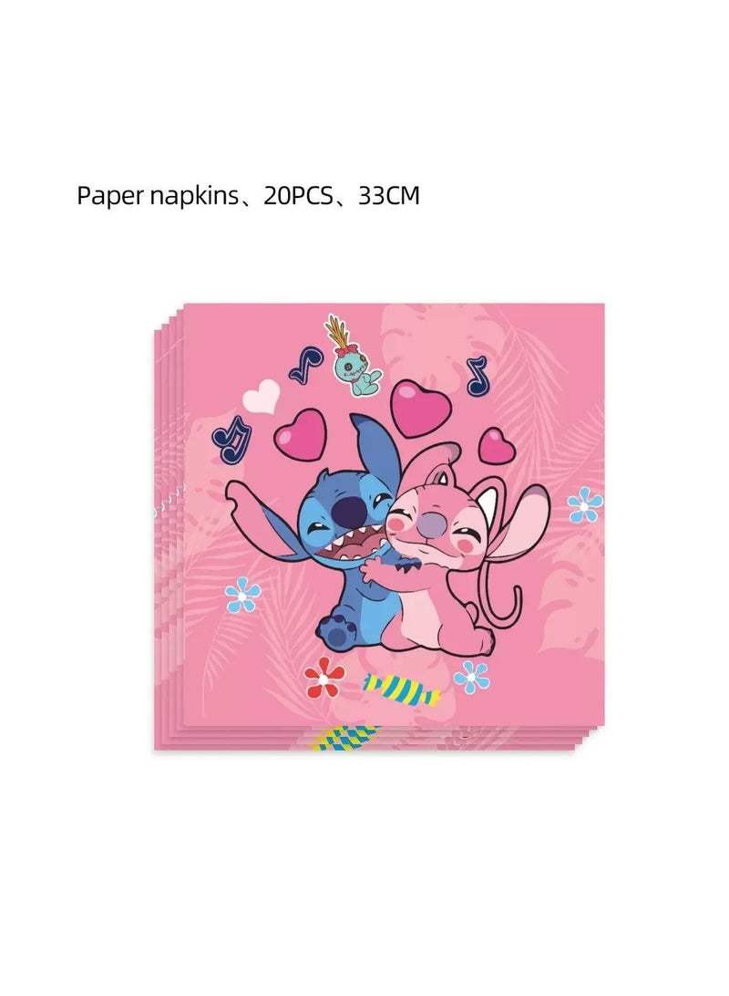 xppier 131 PCS Stitch Party Decorations for 10 Guests, Stitch Birthday Party Disposable Tableware Stitch Themed Party Plates Balloons Banner Tablecloth  - Image 4
