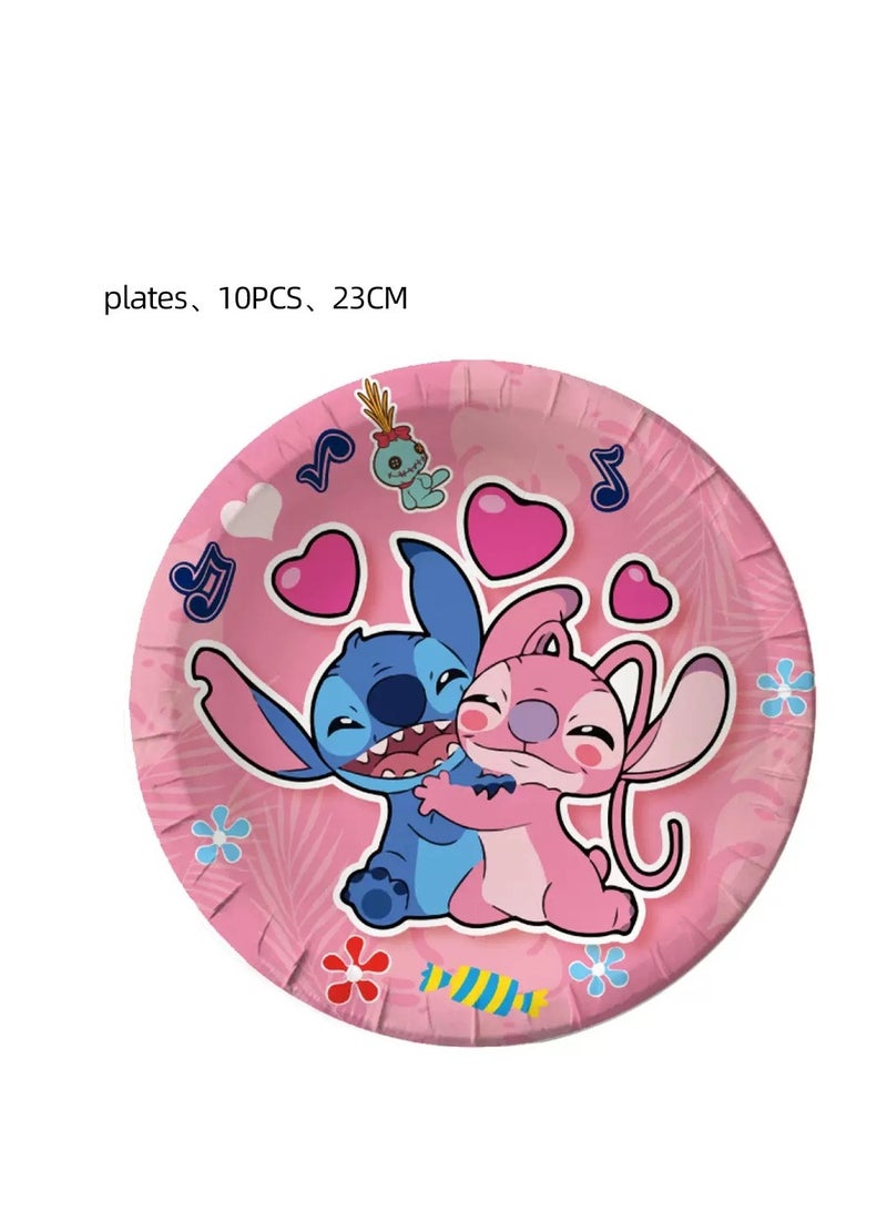 xppier 131 PCS Stitch Party Decorations for 10 Guests, Stitch Birthday Party Disposable Tableware Stitch Themed Party Plates Balloons Banner Tablecloth  - Image 3
