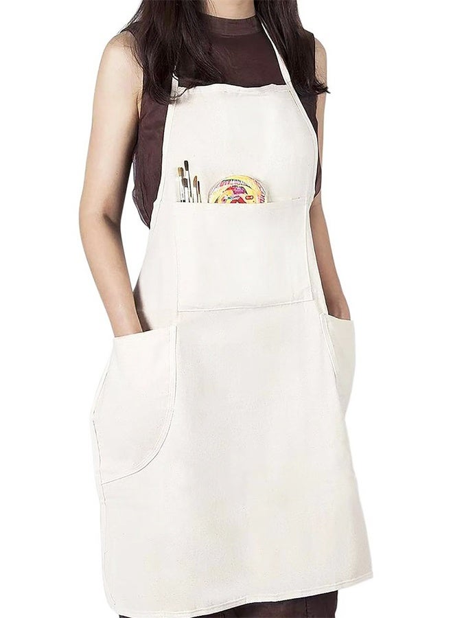 مريلة رسم للرجال والنساء، احترافية للرسم بالأكريليك والزيت والألوان المائية، مع 3 جيوب، مريلة من القماش القطني - Image 1