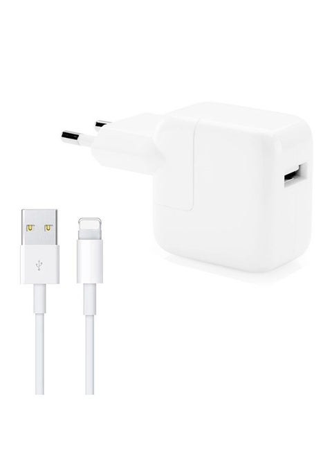 12W USB Charger + USB to 8 Pin Data Cable for iPad / iPhone / iPod Series, EU Plug