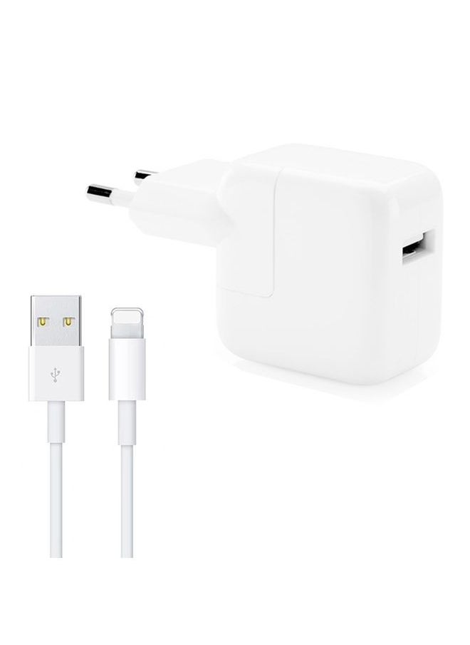 HuHa - 12W USB Charger + USB to 8 Pin Data Cable for iPad / iPhone / iPod Series, EU Plug - Image 1