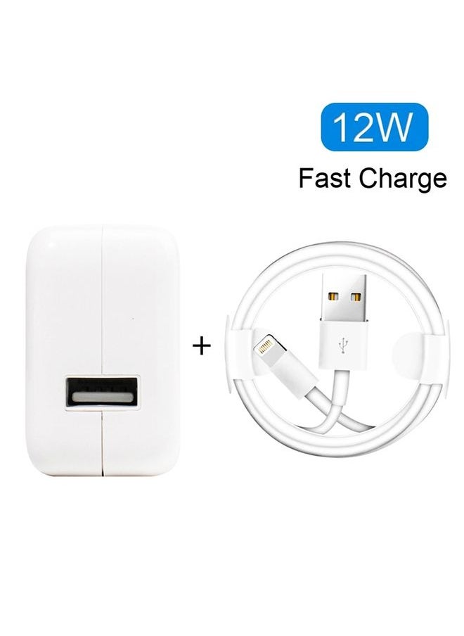 HuHa - 12W USB Charger + USB to 8 Pin Data Cable for iPad / iPhone / iPod Series, EU Plug - Image 1