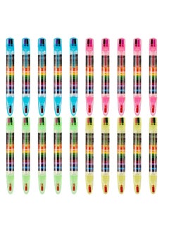 Excefore Rainbow Pencils, 20 Pcs Stackable Glitter Crayons for Kids ...