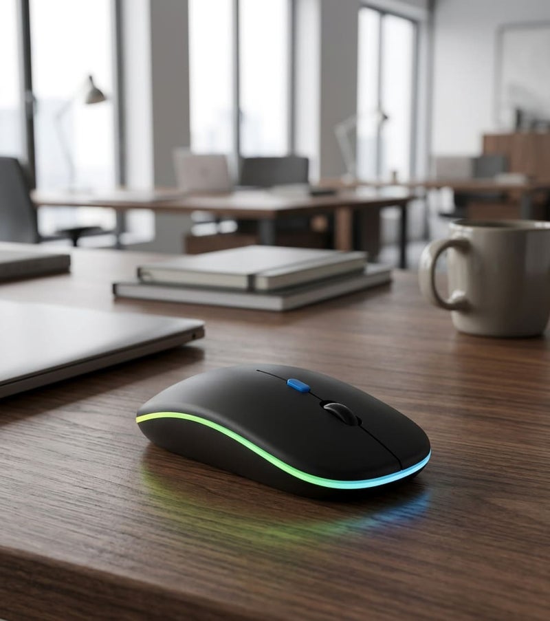 HP ماوس إتش بي اللاسلكي والبلوتوث دبليو ١٠ المزدوج الوضع باللون الأسود بتصميم مريح وإضاءة ألوان مبهرة - يتميز بتقنية 2.4 جيجاهرتز و 4 أزرار قابلة لإعادة الشحن للاستخدام المرن والمريح - Image 4