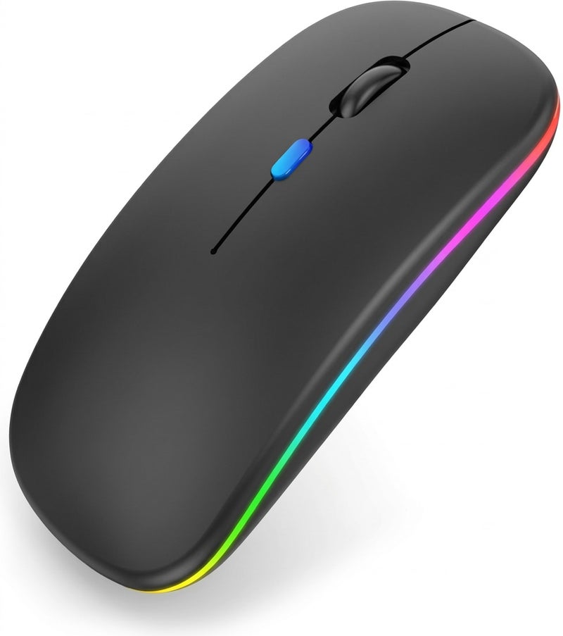 HP ماوس إتش بي اللاسلكي والبلوتوث دبليو ١٠ المزدوج الوضع باللون الأسود بتصميم مريح وإضاءة ألوان مبهرة - يتميز بتقنية 2.4 جيجاهرتز و 4 أزرار قابلة لإعادة الشحن للاستخدام المرن والمريح - Image 1