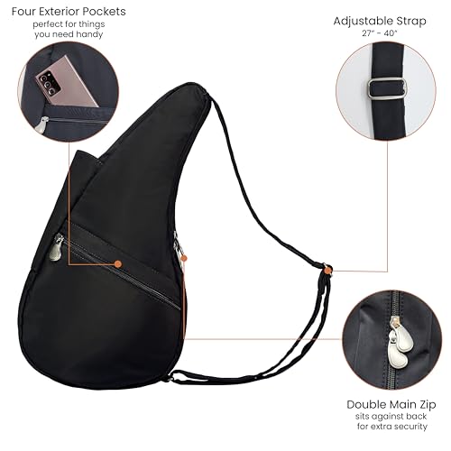AmeriBag 17" Microfiber Ergonomic Crossbody Sling Healthy Back Bag for Everyday Use, Travel & Walking Comfort (Taupe) - Image 4