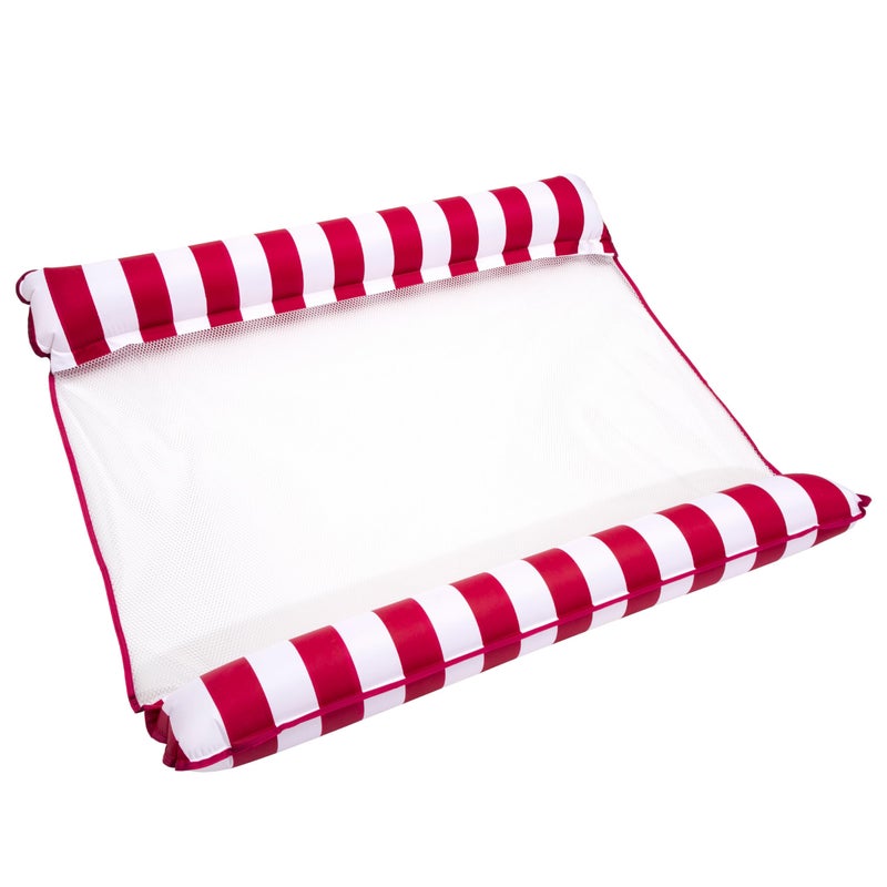 Aqua Leisure Aqua 2-in-1 Catalina XL Pool Float & Hammock – 1-2 Person, Multi-Purpose, Inflatable Pool Floats for Adults – Burgundy/White Stripe - Image 1