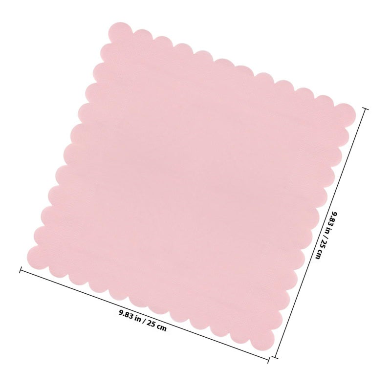 Pink Scalloped Disposable Paper Napkins 150 Pack for Weddings Birthday Luncheons Showers - Image 3