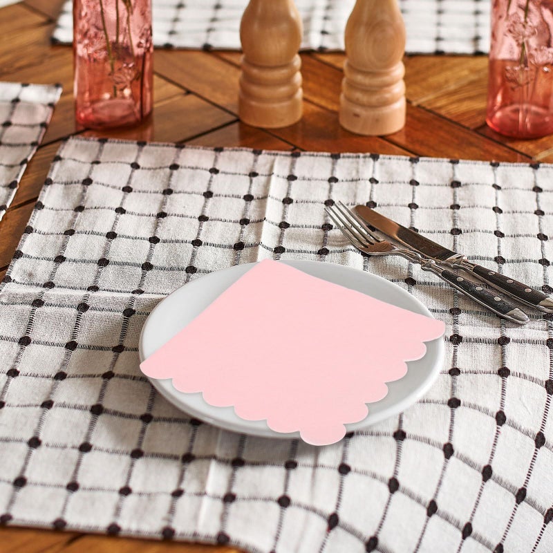 Pink Scalloped Disposable Paper Napkins 150 Pack for Weddings Birthday Luncheons Showers - Image 5