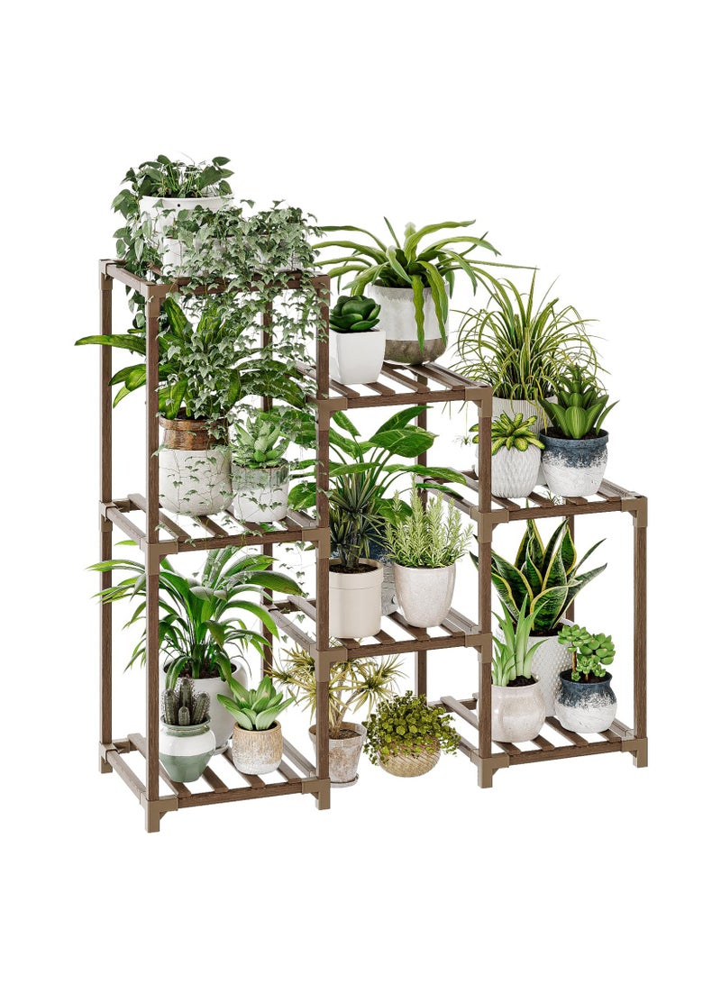 Arabest Plant Stand Indoor Plant Stands Wood Outdoor Tiered Plant Shelf for Multiple Plants, 3 Tiers 7 Potted Ladder Plant Holder Table Plant Pot Stand for Window Garden Balcony Living Room - Image 1