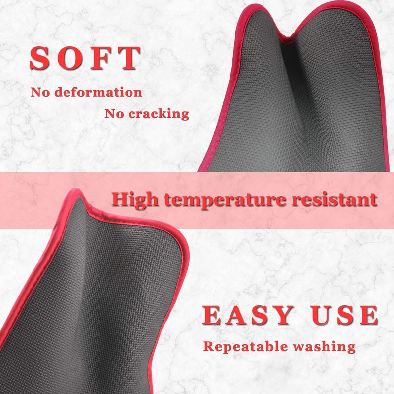 YEKOO Cotton and Neoprene Oven Pads Pot Holders with Pocket 8""x8.5"" Dual-Function Hot Pad Set for Finger Hand Wrist Protection Heat Resistant to 428F Red - Image 3