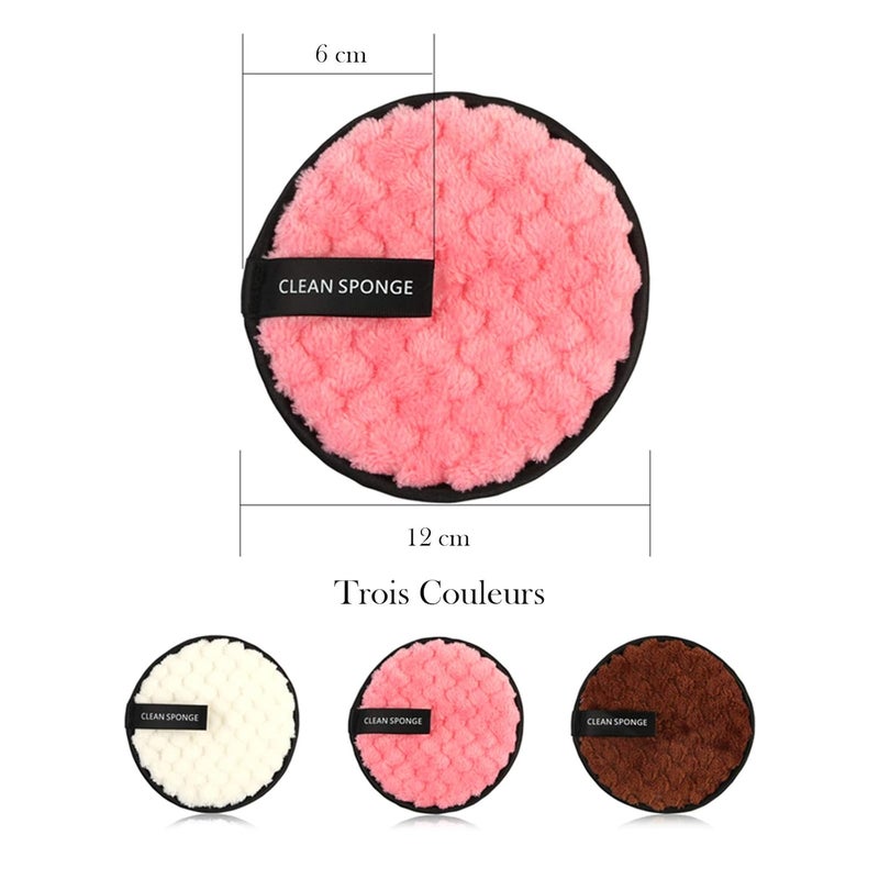 Vtrem 3 Colors Makeup Remover Pads Reusable Rounds Soft Facial Cleaning Puffs Towels Double-Side Washable Make Up Removing Cloth Microfiber Multi-function, White, Pink, Brown - Image 4