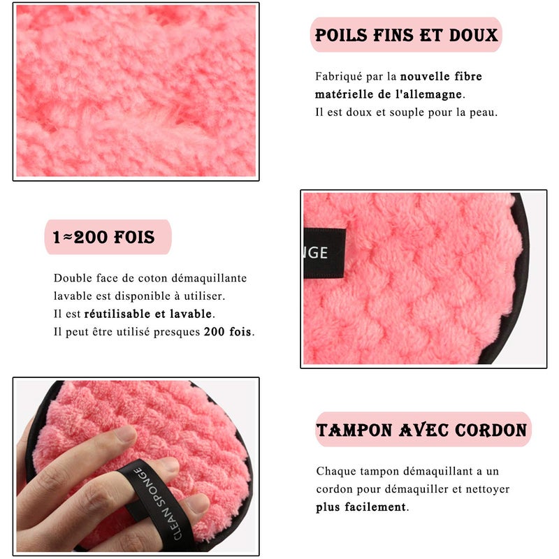 Vtrem 3 Colors Makeup Remover Pads Reusable Rounds Soft Facial Cleaning Puffs Towels Double-Side Washable Make Up Removing Cloth Microfiber Multi-function, White, Pink, Brown - Image 3