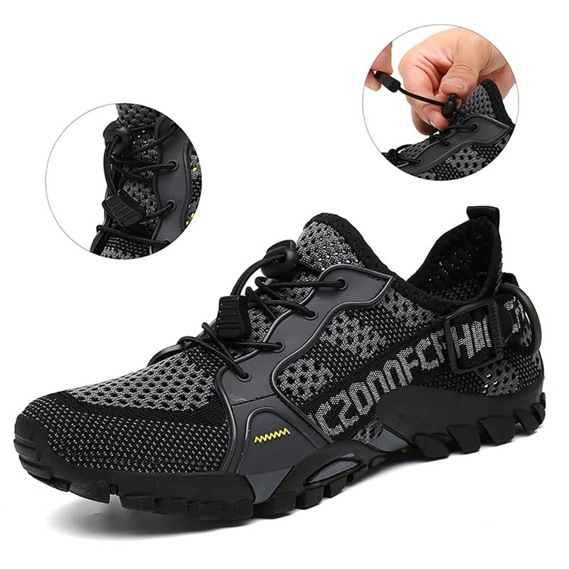 TANGYUGEN Water Shoes Men Women Outdoor Hiking Shoes Quick Drying Beach Aqua Shoes for Water Sport Diving Sailing Swim Travel Trailing Trekking Walking Climbing Sneakers Grey - Image 5