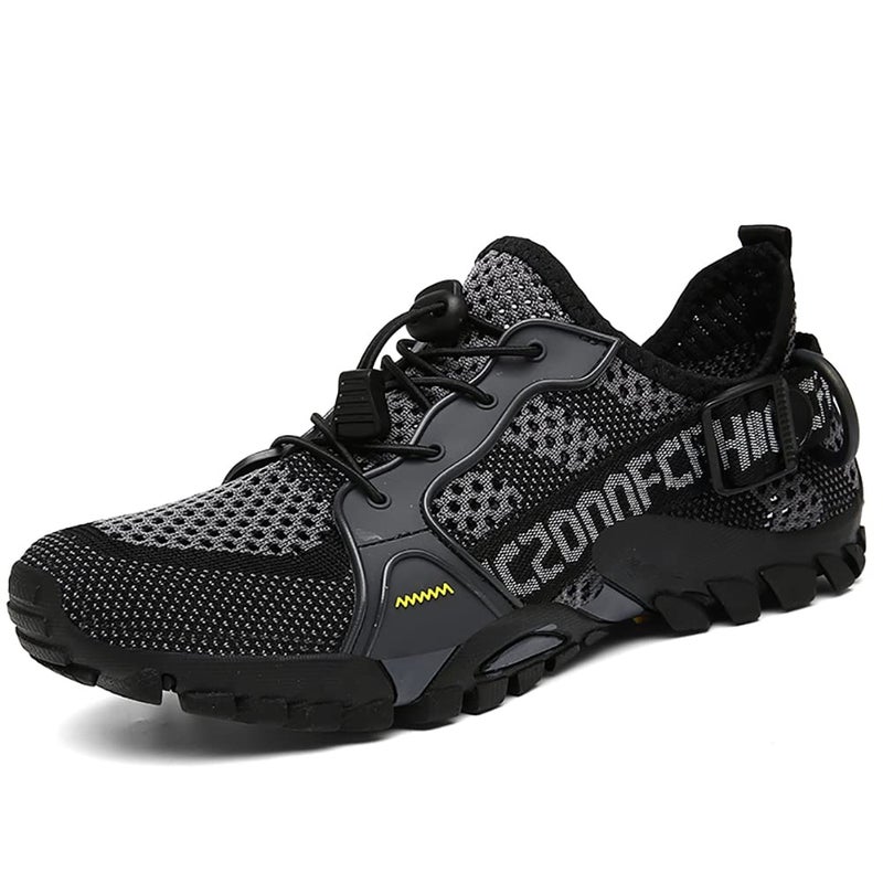 TANGYUGEN Water Shoes Men Women Outdoor Hiking Shoes Quick Drying Beach Aqua Shoes for Water Sport Diving Sailing Swim Travel Trailing Trekking Walking Climbing Sneakers Grey - Image 1
