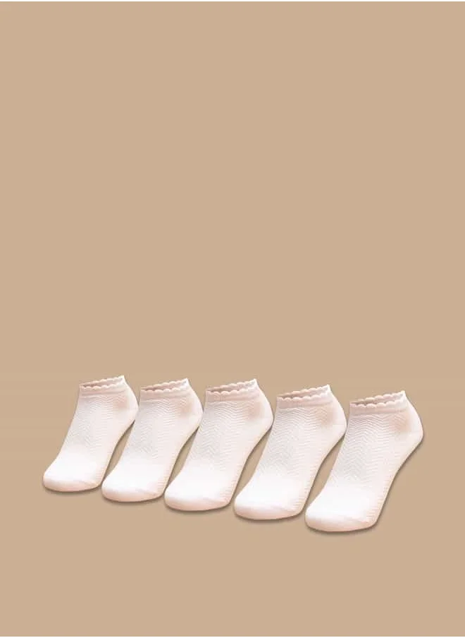 Flora Bella By Shoexpress Women Chevron Textured Ankle Length Socks - Set of 5