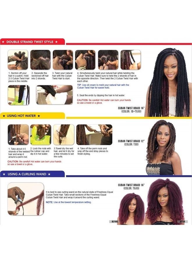 FreeTress Equal - Freetress Equal Synthetic Hair Braids Double Strand Style Cuban Twist Braid 16" (6-PACK, 2) - Image 1