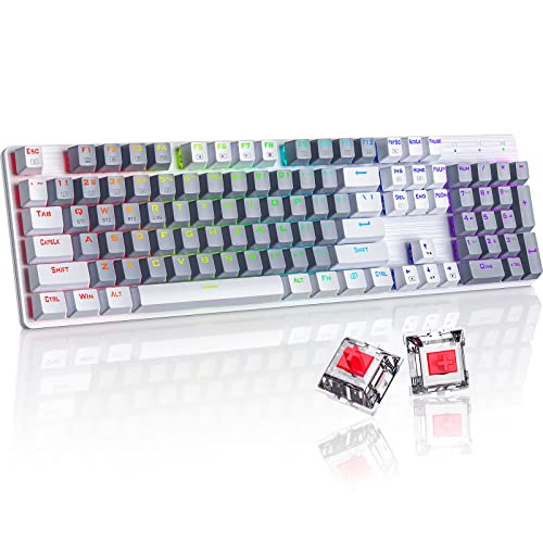 RisoPhy Wireless Mechanical Keyboard, Triple Mode 2.4G/USB-C/Bluetooth Gaming Keyboard, 104 Keys Programmable, Customize RGB Backlit, Red Switch, Bicolor PBT Keycaps, Rechargeable Wired for Laptop PC - Image 1