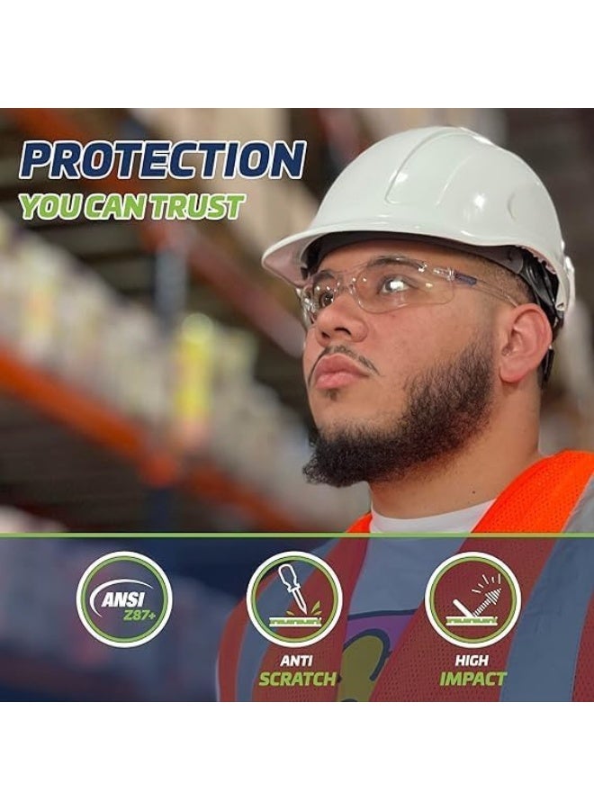Royal Apex Professional Safety Goggles Anti-Impact Polycarbonate Eye Protection With Wide Ergonomic Vision And Anti-Scratch Lenses Clear - Image 3