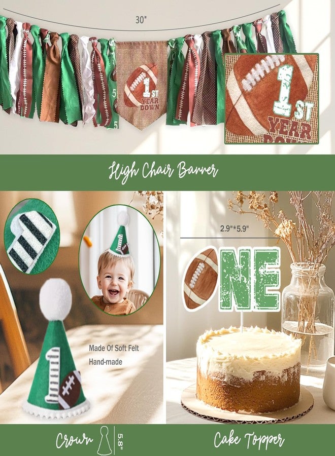 Hombae First Year Down Birthday Party Decorations, 1st Birthday Decorations for Boys, Football Themed Backdrop Balloon Banner Boxes Crown for One Year Old Touchdown Birthday Party Supplies - Image 4