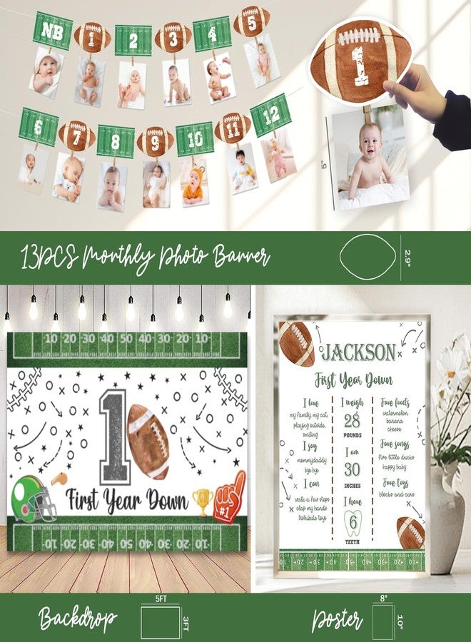 Hombae First Year Down Birthday Party Decorations, 1st Birthday Decorations for Boys, Football Themed Backdrop Balloon Banner Boxes Crown for One Year Old Touchdown Birthday Party Supplies - Image 5