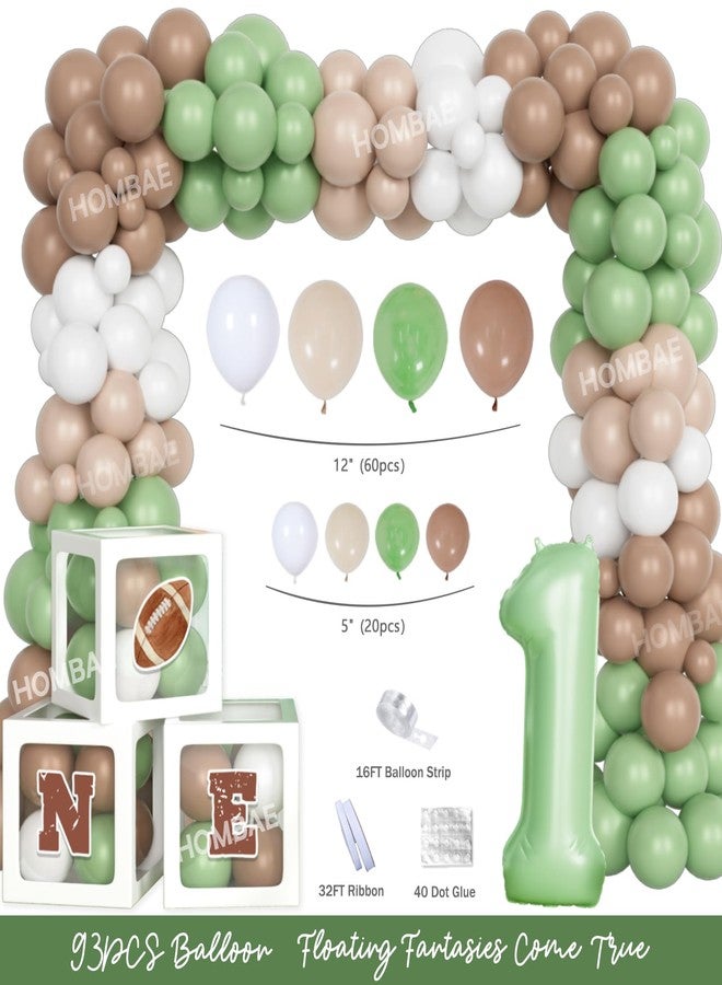 Hombae First Year Down Birthday Party Decorations, 1st Birthday Decorations for Boys, Football Themed Backdrop Balloon Banner Boxes Crown for One Year Old Touchdown Birthday Party Supplies - Image 3