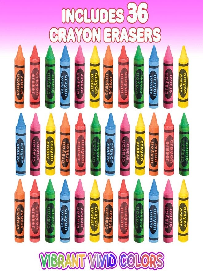 ArtCreativity ممحاة أقلام تلوين بحجم 2.5 بوصة للأطفال - مجموعة مكونة من 36 ممحاة صغيرة - ممحاة أقلام متينة بألوان متنوعة - لوازم مكتبية مدرسية - هدايا حفلات عيد الميلاد للأطفال، جوائز صفية - Image 2