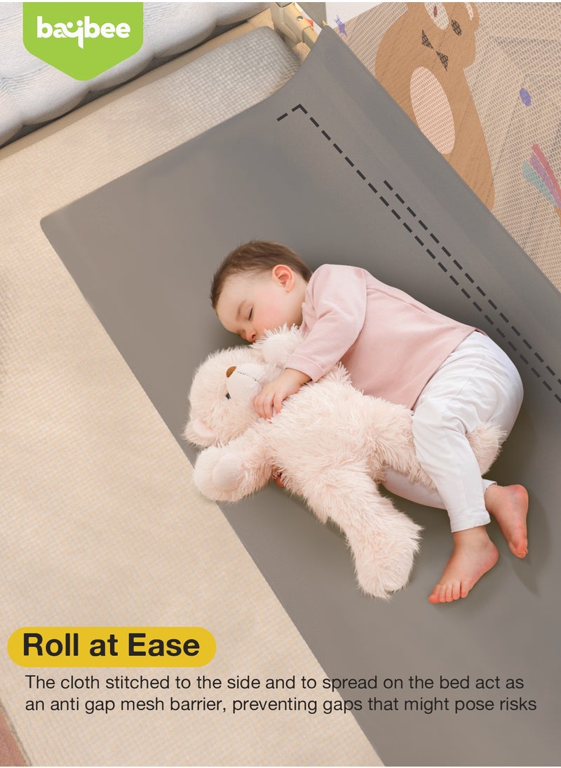 BAYBEE 180 x 80cm Baby Bed Rail Guard for Baby Safety with 28 Height Adjustable, Portable Bed Side Protector for Baby Falling | Foldable Single Side Baby Bed Railing for Kids Toddler Grey White  - Image 4