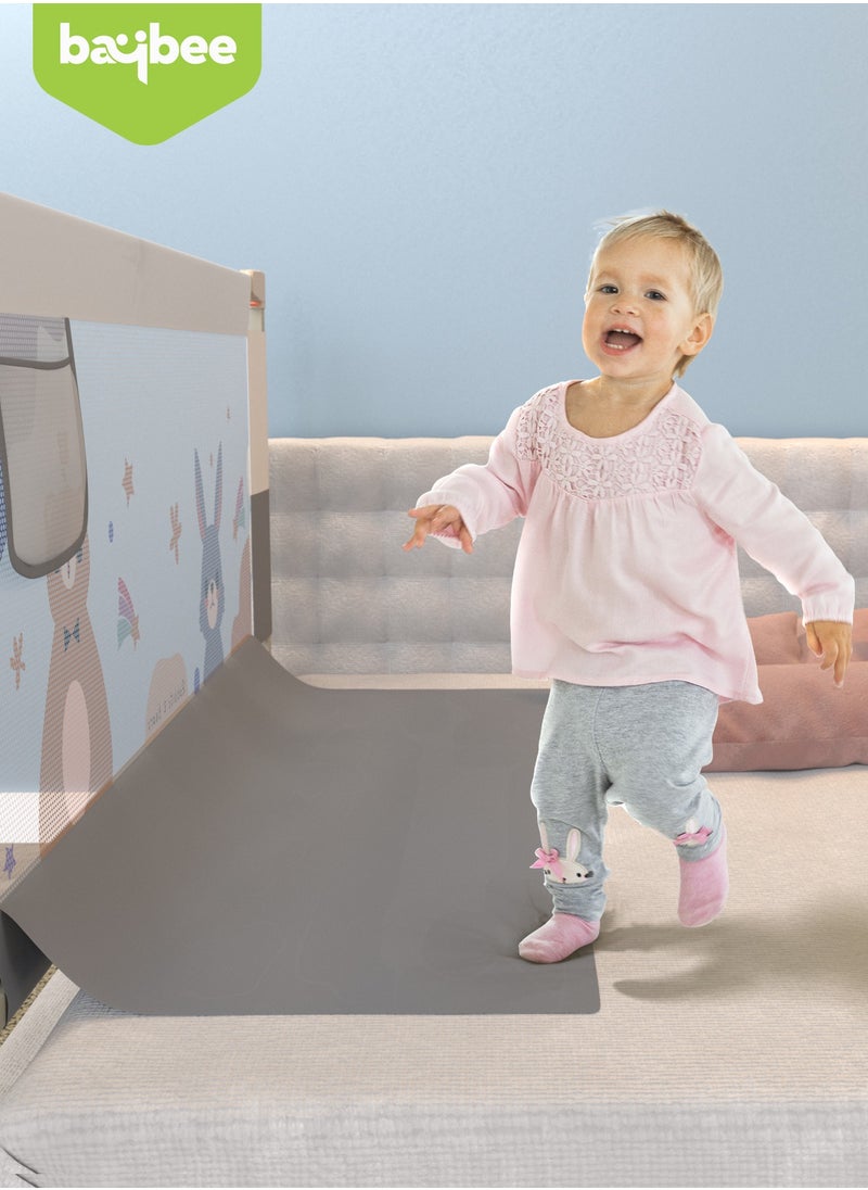 BAYBEE 180 x 80cm Baby Bed Rail Guard for Baby Safety with 28 Height Adjustable, Portable Bed Side Protector for Baby Falling | Foldable Single Side Baby Bed Railing for Kids Toddler Grey White  - Image 5