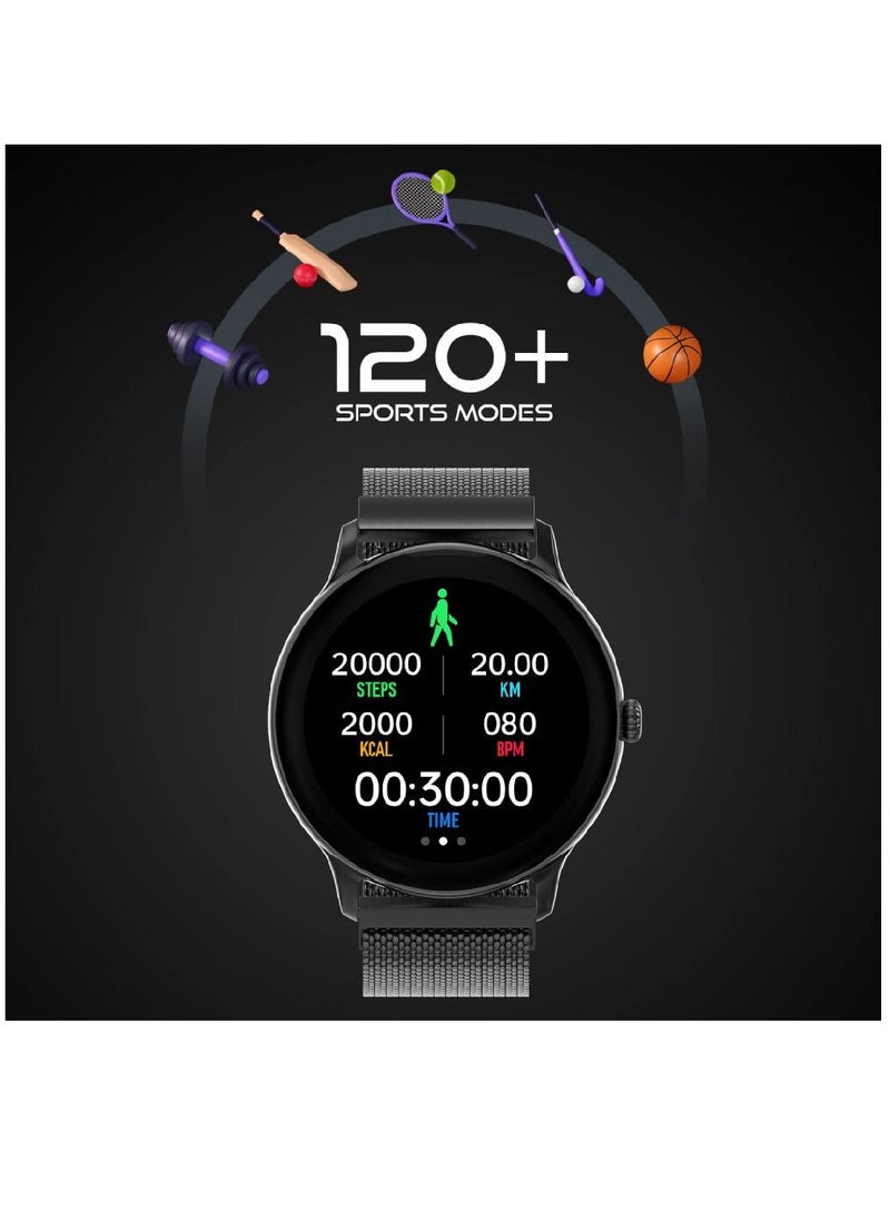 Zoom Plus - Bluetooth Calling Full Touch Display Multi-Function Heart Rate Monitor Smartwatch Black - Image 1
