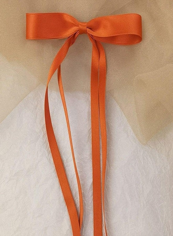 Ayesha Orange Hair Bows Clips Bows with Long Ribbon Orange Bows Barrettes Hair Accessories for Women Girls 4PCS - Image 5